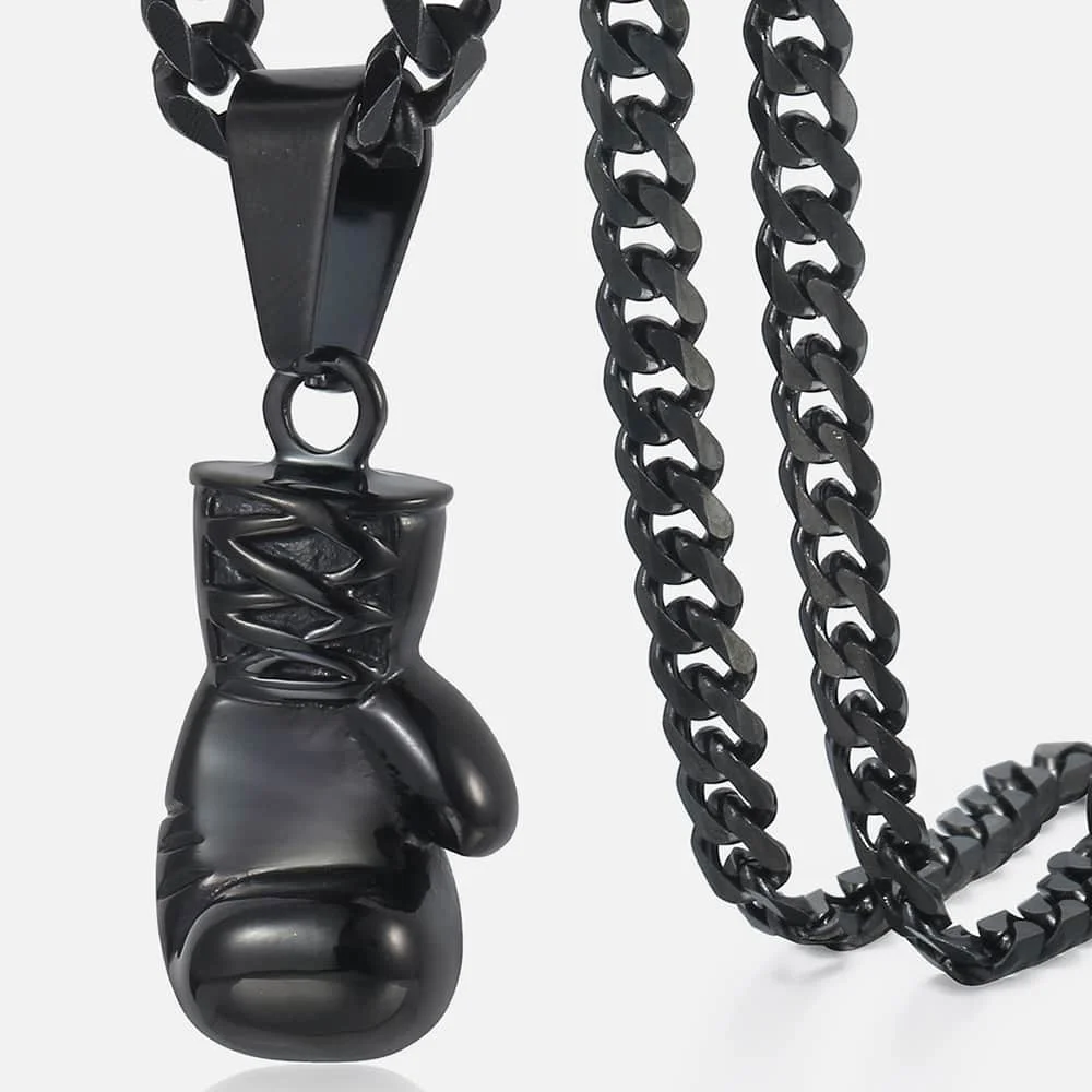 316l Stainless Steel Pendant Punk Black Color Boxing Boxer Glove