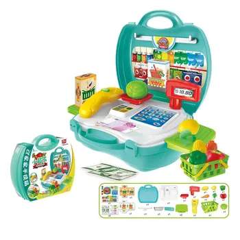

Children Pretend Play Toy Simulation Kitchen Cooking Tableware Cash Register Suitcase Medical Doctor Toy Set Role Play Girl Gift