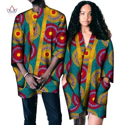 2021 African Clothing For Couple Cotton Material Dashiki Ankara Bazin Riche Women And Mens Top Half Sleeve Outfits Wyq692