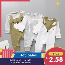 Одежда для малышей хлопковый комбинезон для маленьких мальчиков и девочек с рисунками животных, одежда с длинными рукавами одежда для малышей зимний комбинезон для новорожденных