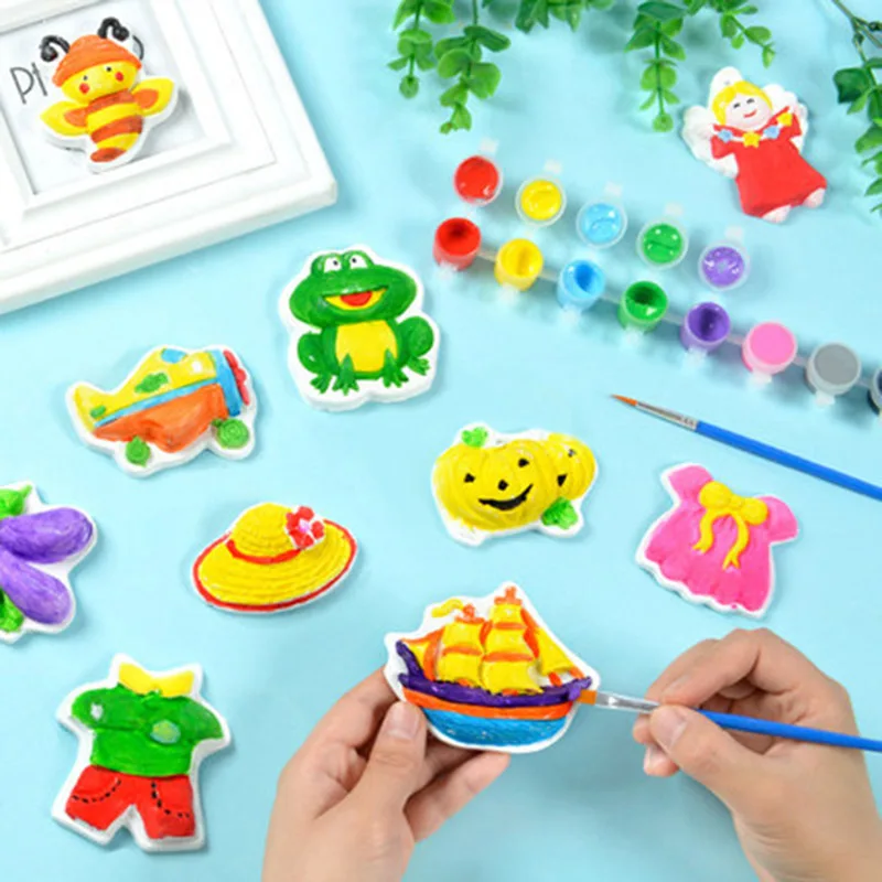 Children Plaster Painting Toys DIY Coloring Painted graffiti Sets Baby Handmade Colorful Paint Material Tools For Kids Learning