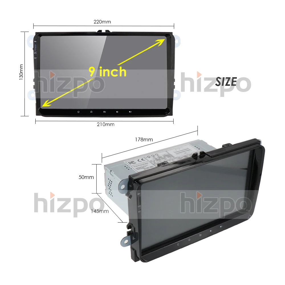 Автомобильный мультимедийный плеер Android 9 0 gps 2 Din для VW/Golf/Tiguan/Skoda/Fabia/Rapid/Seat/Leon Canbus