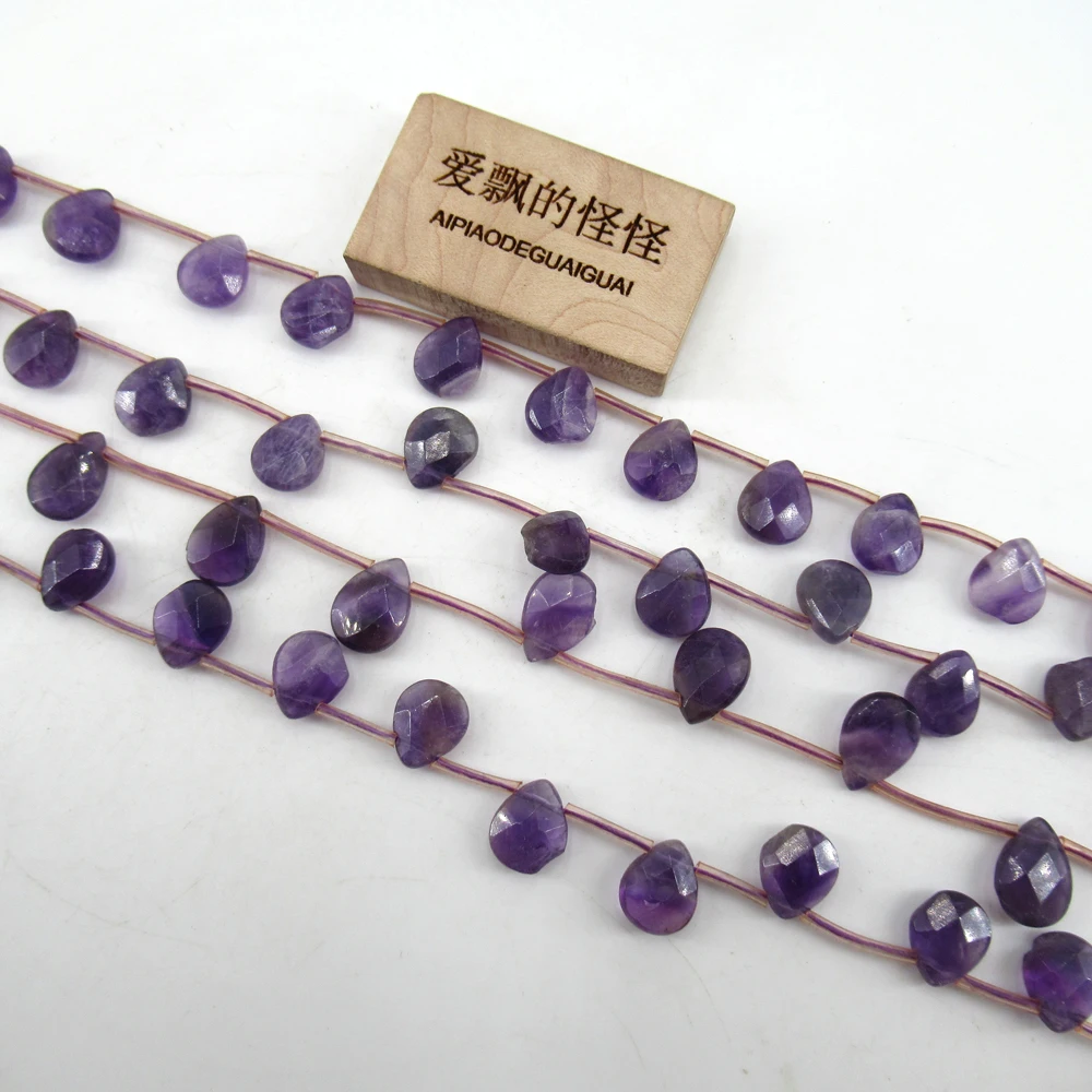 Natural Faceted Top-Drilled Purple Amethyst Water drop Loose Beads 15