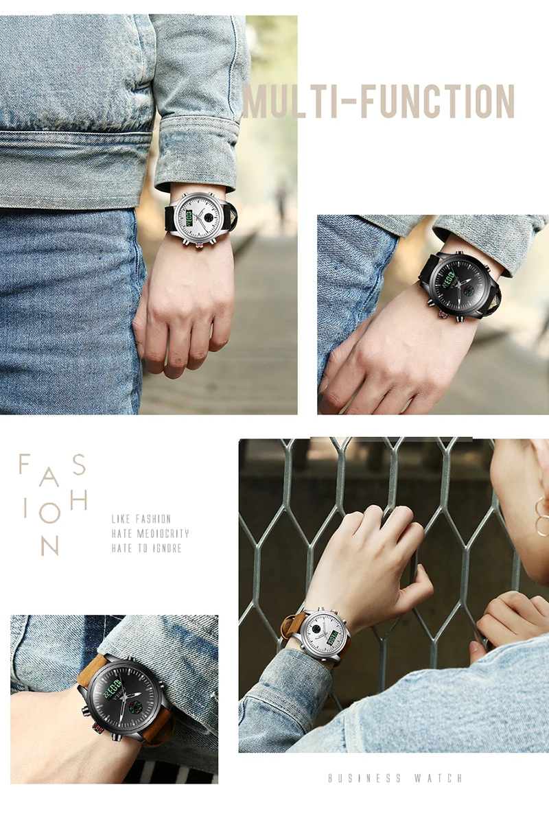 ONOLA Brand High Quality Durable Men's Sports Military Watch Orgin,Double Display Led Luminous Wristwatch Digital
