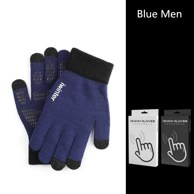 Fashion Touch Screen Gloves Men Women Winter Warm Knitting Mittens Anti Slip Thicken Full Finger Guantes