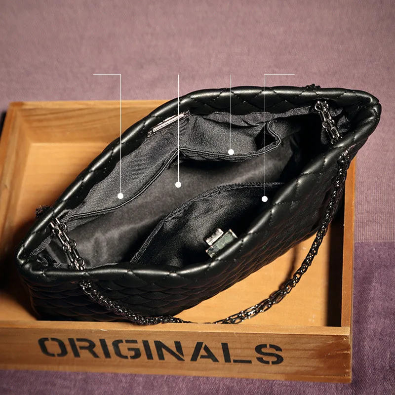 SUNNY SHOP, роскошная сумка, дизайнерская, натуральная кожа, сумка на плечо, женская сумка на цепочке, сумка-тоут, модная сумка-мессенджер, большая, стеганая