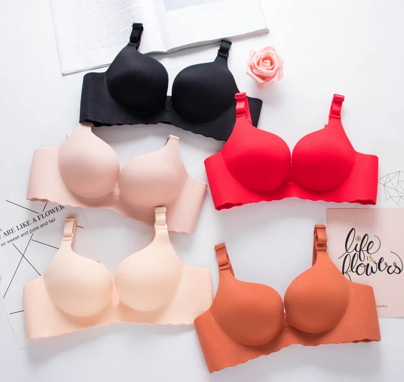 Lingerie Regolabile Senza Fili Senza Fili Morbido Traspirante Push Up Reggiseno Seno Piccolo Sfoderato Sezione Reggiseno Addensato Ricevuto