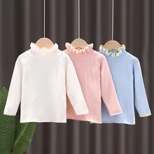

Girl Wool Sweater Underwear Tops 2021 Sweet Thicken Warm Winter Autumn Knitting Pullover Outdoor Kids Baby Children Clothing
