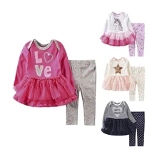 

2 Pieces/set Baby Girls Clothes Sets O-Neck Long Sleeve Top + Trousers Spring Autumn 12-24M Sweet Infant Girl Clothing Suit