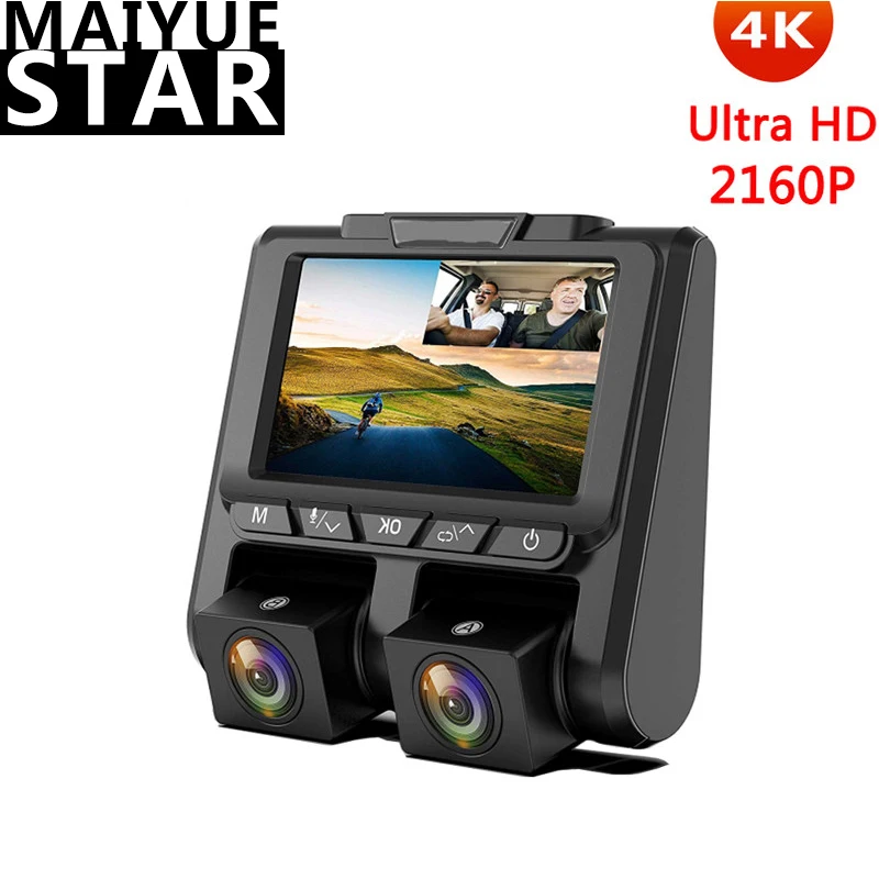 Maiyue star 4K 2160P + 1080P Автомобильный видеорегистратор 3 дюйма сверхвысокой четкости с