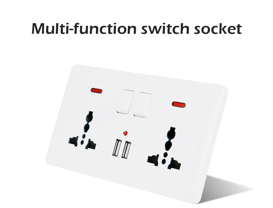 Minitiger Золотая настенная розетка 2 банды Универсальная 3 отверстия переключаемая розетка с неоновым 2.1A двойной USB зарядное устройство Порт светодиодный индикатор 146