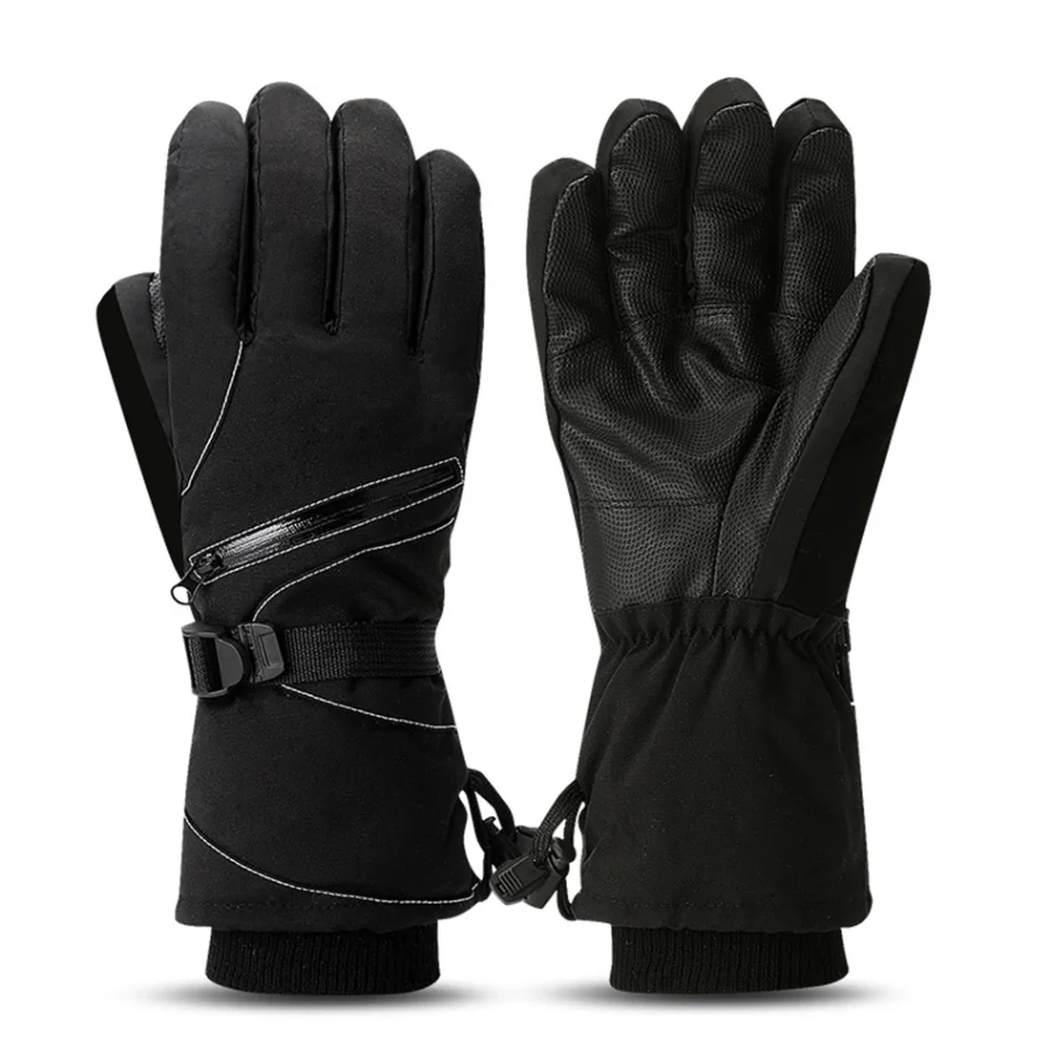 Черный Thermal Winter Gloves Long Cuff Cycling Gloves Water Repellent Windproof Gloves Warm Motorcycling Climbing Skiing Equipment - Цвет: Черный