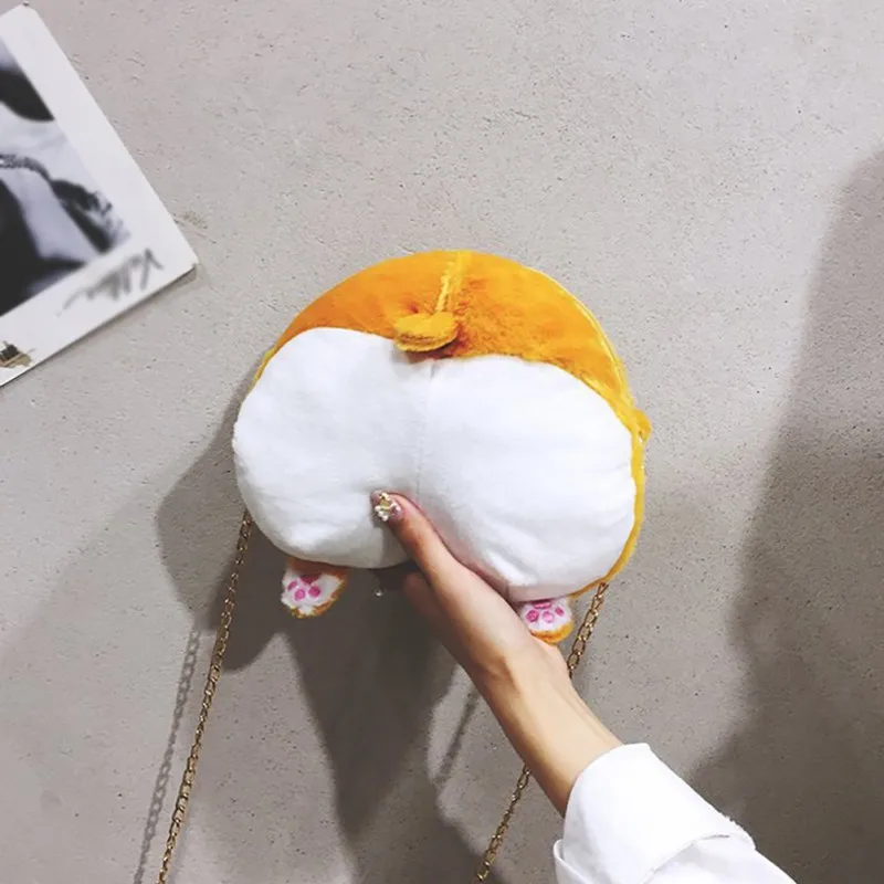 Плюшевая Наплечная Сумка для животных сумка мессенджер Harajuku corgi dog ass с когтями