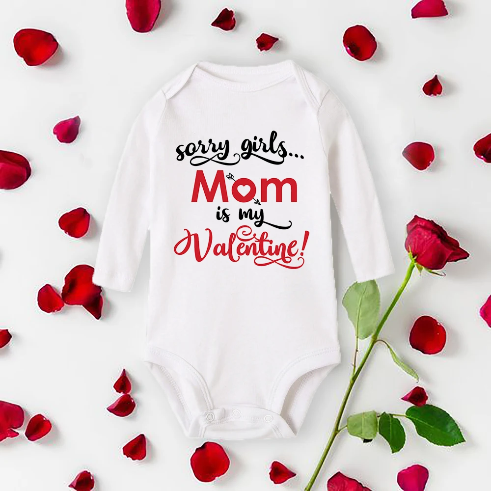 Mommy Daddy Is My Valentine Girl Romper New Born Baby Items Long Sleeve Clothes Ropa Outfit Infant Valentine Holiday Present best Baby Bodysuits Baby Rompers