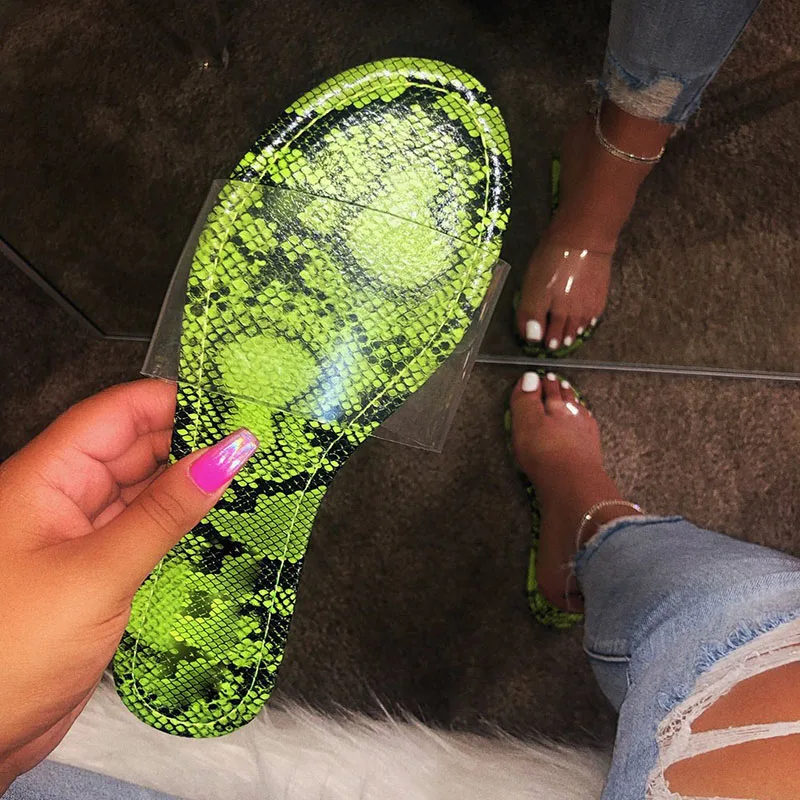 

Women slipper Gladiator Flat Heel Transparent Multi Leopard slip on Ladies Clear Shoes Platform Wedding Pumps Zapatos De Mujer