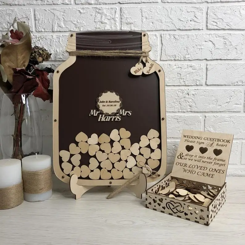 Ideas Wedding Ideas Spring Wedding Guestbook For Gift Rustic Wood Mason Jar Guest Book Guestbook