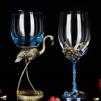 

Crystal Champagne Red Wine Glass High Foot Enamel Cup Marry Decoration Gift Fashion Bird Shape Goblet