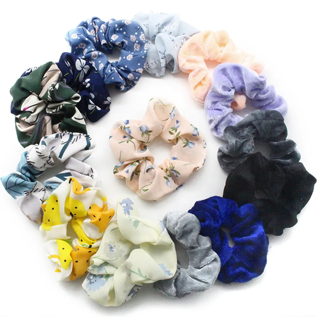 14PC Hair Chiffon Elastics Hair Ties Bright Colorful Bobbles Bands Womenhair Tie Accessories Ponytail Holder