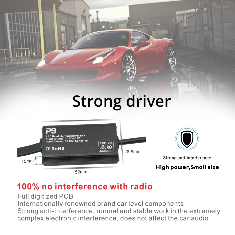 Hviero 2X H4 H7 9012 5202 H16 H8 100W 13600Lm IP67 Auto Led Front Bulb Automobile Headlamp Fog Light 6000K Car Lighting HID Xenon Light