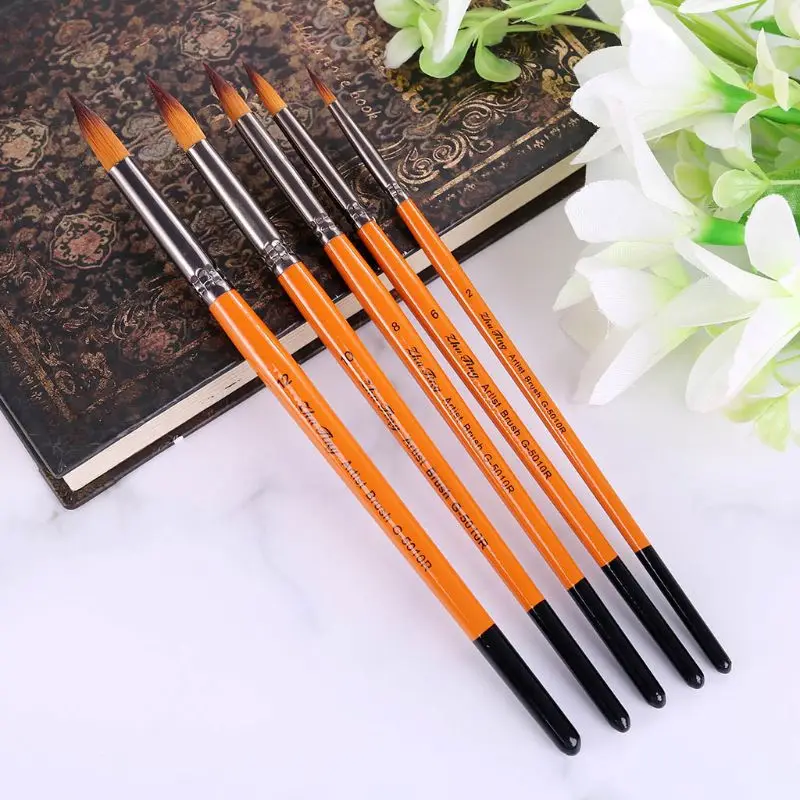 5 шт набор нейлоновых волосяных набор кистей для рисования для художника инструмент акриловые акварельные поставлять масло Краски ing ручки