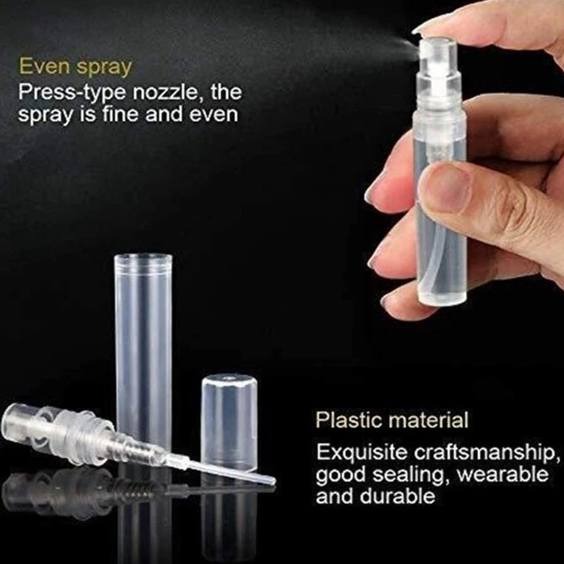 120Pcs Transparent Empty Spray Bottles 3Ml Plastic Mini Refillable Container Empty Cosmetic Containers