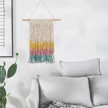 

Macrame Woven Wall Hanging Boho Chic Bohemian Room Geometric Tapestry Art Apartment Dorm Living Room Decoration Bedroom Decor