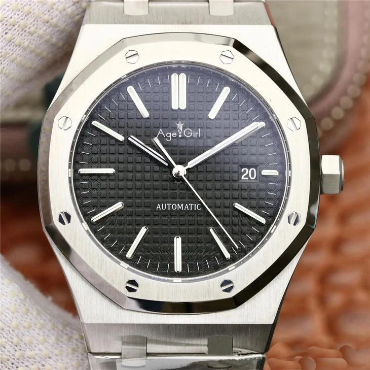 Luxury Brand New Men Sport Watch Stainless Steel Automatic Mechanical Self Wind Rose Gold Blue Limited Royal Sapphire Glass Oaks