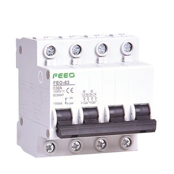 

4P DC 1000V Solar Mini Circuit Breaker MCB Fuse PV System Solar Engery6A/10A/16A/20A/25A/32A/40A/50A/63A CE Certificate