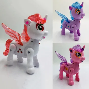 

Electric Walking Singing Musical Light Horse Unicorn With Leash Kids Toy Birthday Present Interactive Gift Random Color