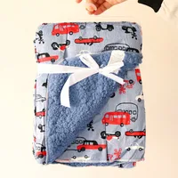 Baby Blanket Coral Fleece Cartoon Double Layer Receiving Swaddle Envelope Stroller Wrap For Bebe Bedding Blankets Set 1