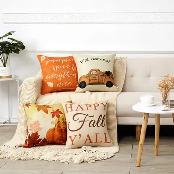 

18inch Fall Autumn Theme Farmhouse Decorative Throw Pillow Case Cushion Cover