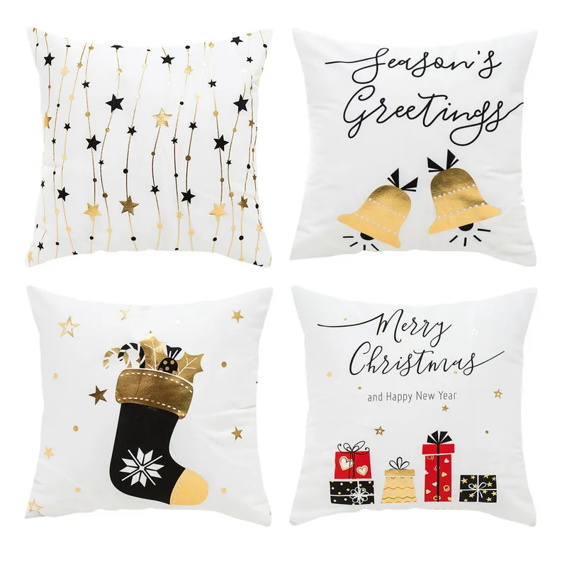 С рождественским рисунком наволочка для подушки с принтом из золотой фольги
