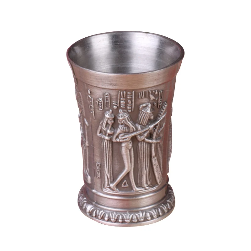 1 шт. Египетский миф Ретро медная чашка бронзовая 3D рельефная винная спиртная рюмка Cleopatra Rameses Ra Shot античное стекло es - Цвет: A2
