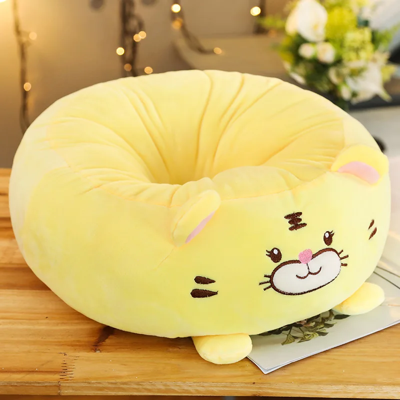 Yellow 1 шт. 38 см Мультяшные животные круглая форма Подушка мягкая плюшевая кошка Медведь свинья собака подушка офисная спинка Подушка диванная кровать Декор - Цвет: Yellow
