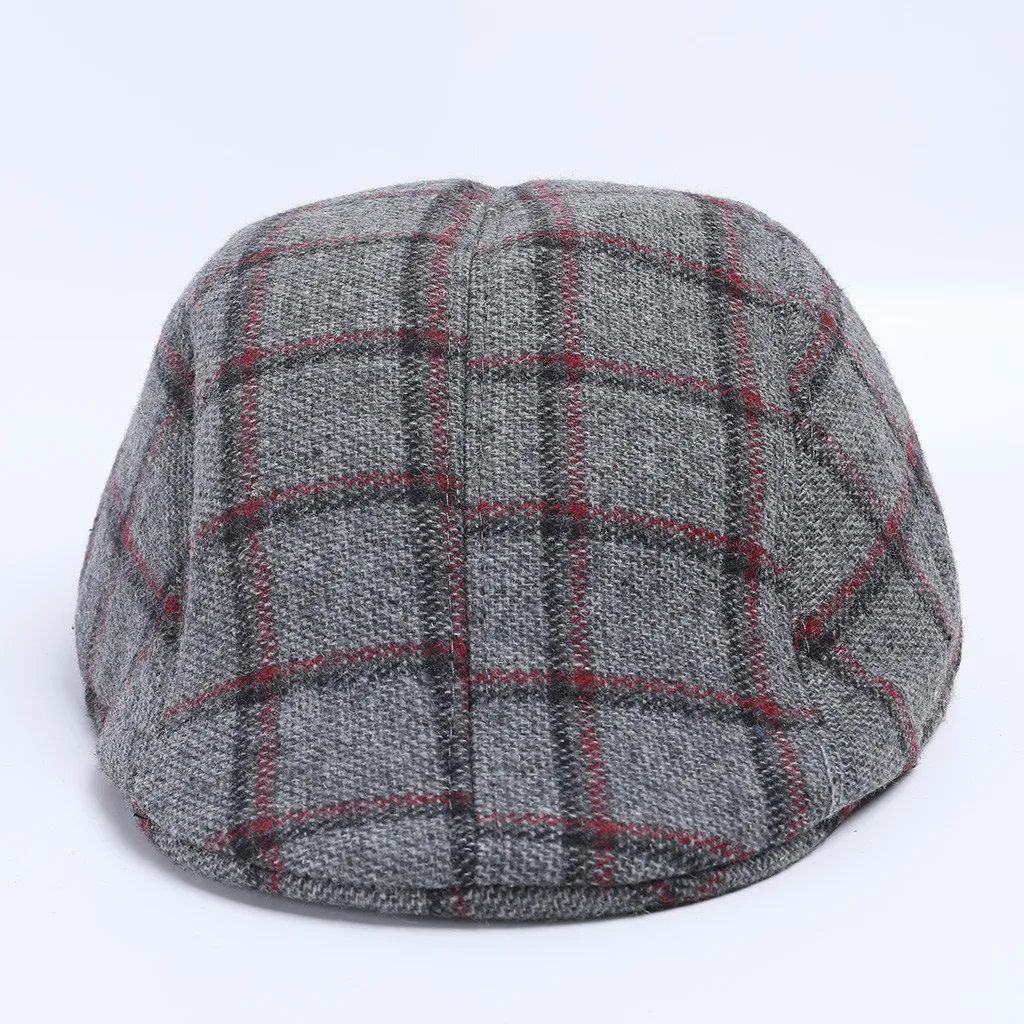Men Women Plaid Soft Retro Hats Casul Large plaid color stripes Breathable Winter Warm Comfort Beret Femme Takes A Female Winter