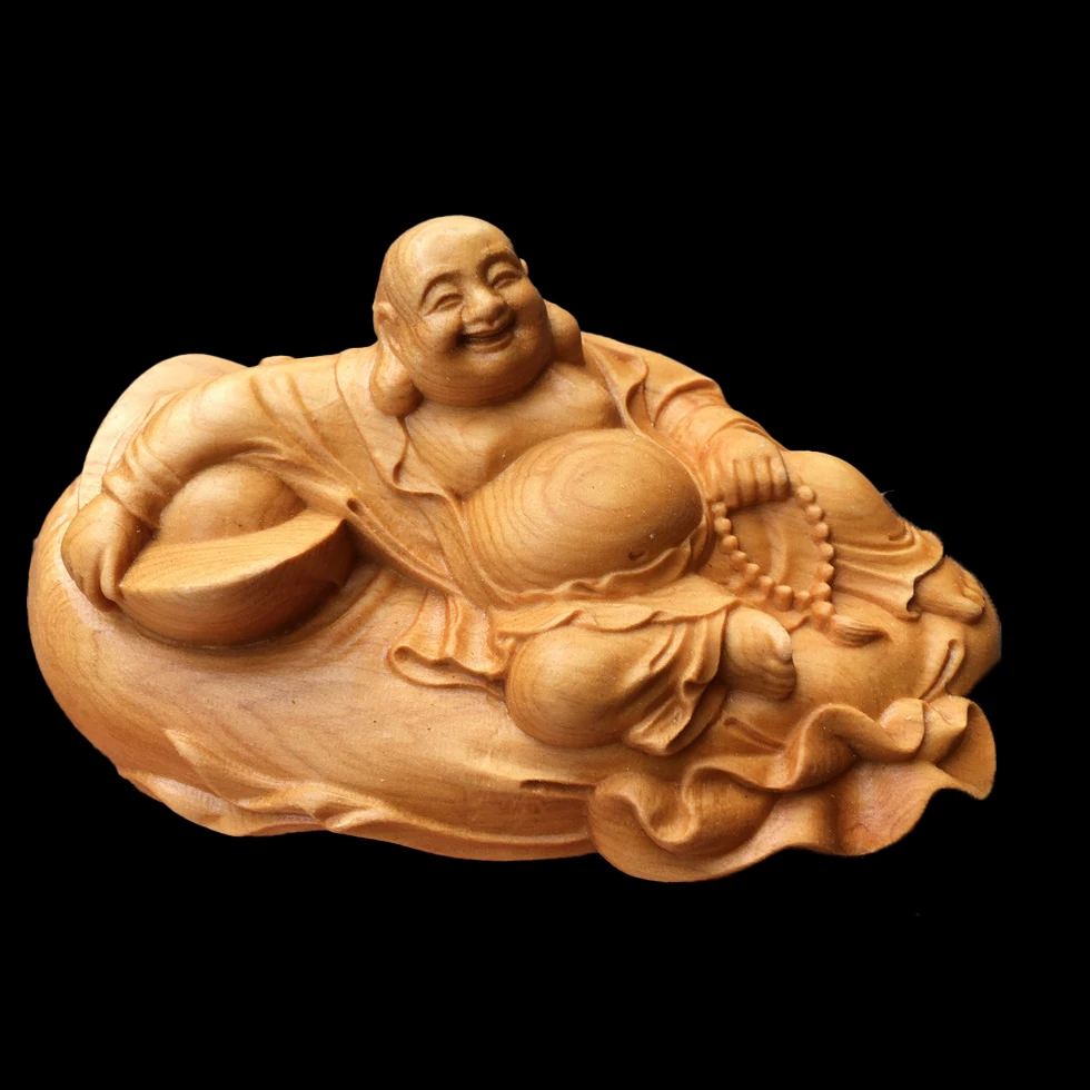 

Деревянная скульптура Thuja, 10 см, настоящая деревянная статуя, домашний декор, коллекция, богатый Счастливый Будда, дзен, Бог, фэн-шуй миф