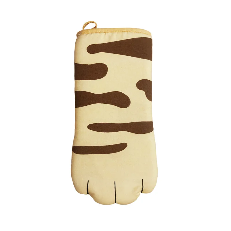 1Pcs 3D Cartoon Animal Cat Paws Oven Mitts Long Cotton Baking Insulation Microwave Heat Resistant Non-slip Gloves