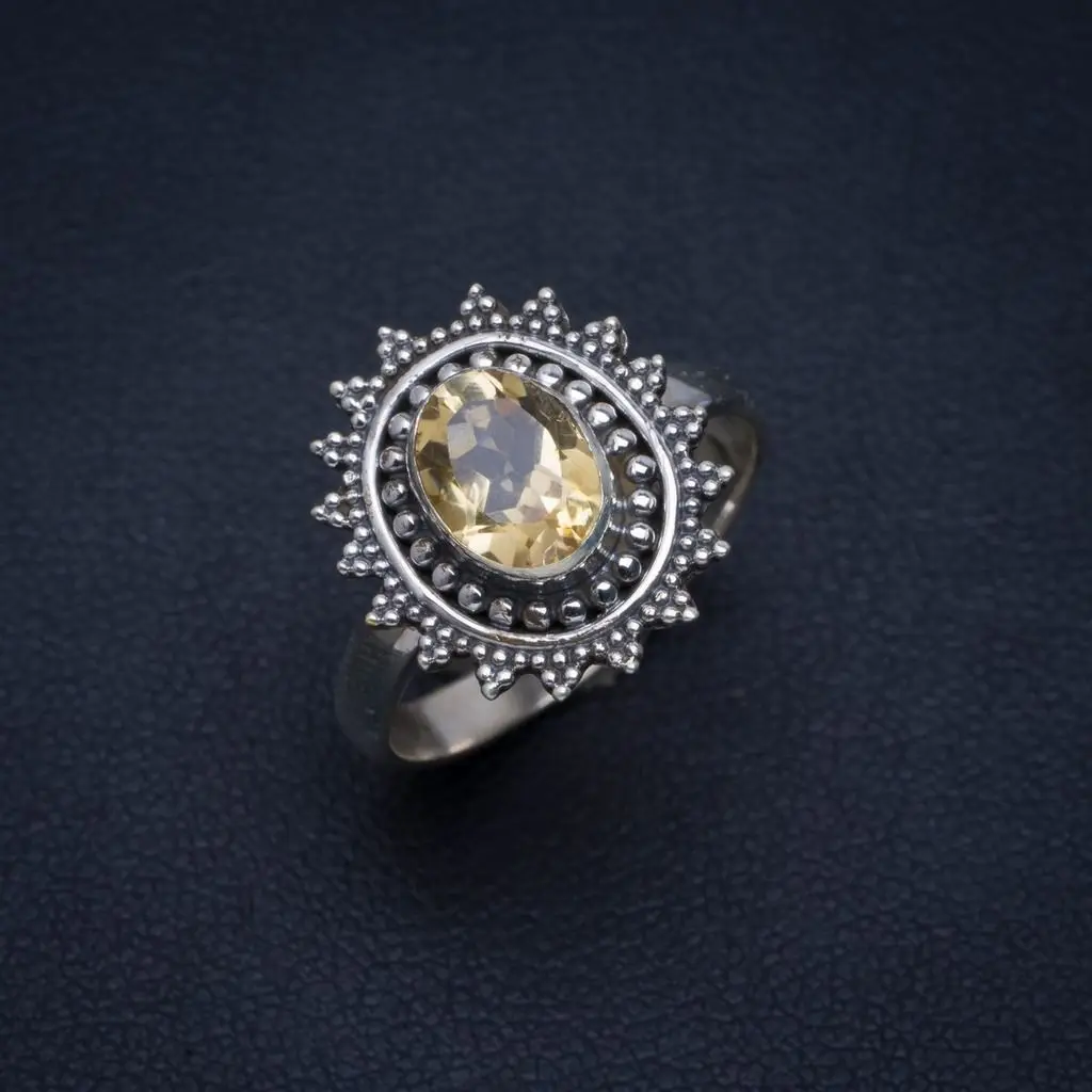 

Natural Citrine Handmade Unique 925 Sterling Silver Ring 7.25 A4091