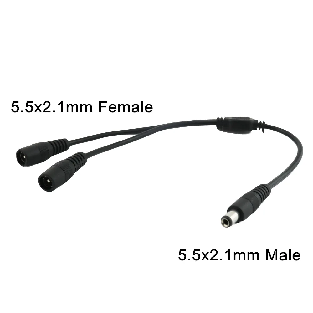 

1x DC мощность 5,5x2,1 мм штекер к двойному гнезду Y сплиттер 5,5x2,1 мм Кабель-адаптер для CCTV 30 см