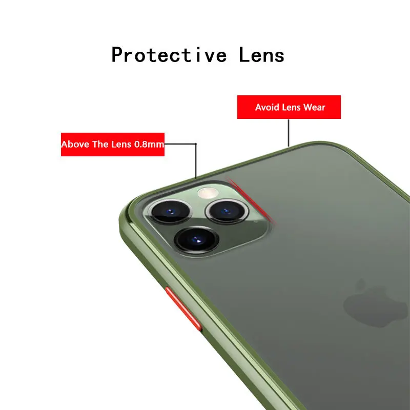 Для iPhone 11 Pro Max 6 6s 7 8 Plus X Xs Max чехол для телефона силиконовый край и твердая задняя крышка прозрачный противоударный скраб корпус