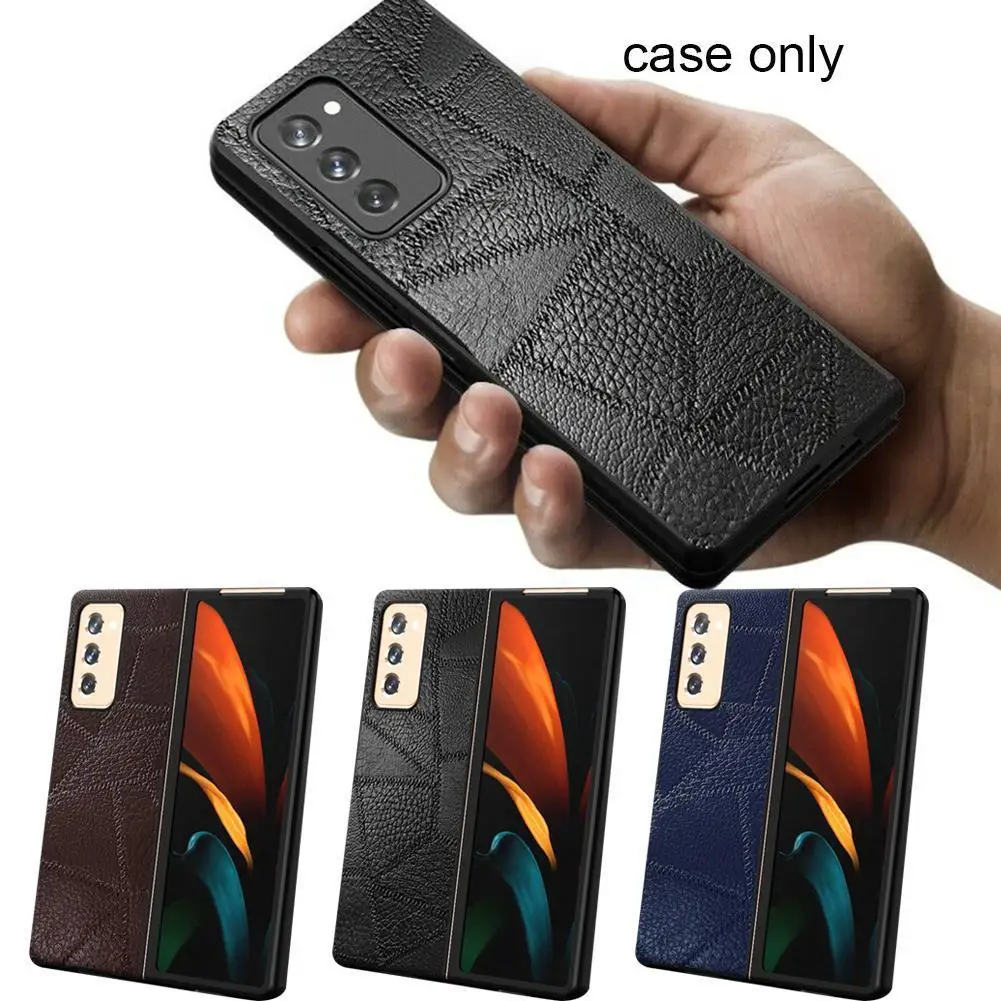 

2020 Phone Case For Samsung Galaxy Z Fold 2 5G SM-F9160 Embossed Luxury Cover Wholesale Case Leather Folding Hybrid SM-F900 E6H8