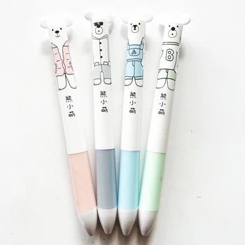

1PC Fresh White Bear Ballpoint Pen Mechanical Pencil In 1 Writing Drawing Tool Student Stationery School Office Supply