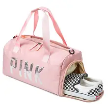Сумка для фитнеса с блестками, женская спортивная сумка, дорожная сумка, розовое отделение для сухого и мокрого цвета, сумка для обуви, большая вместительность, Портативная сумка для тренировок
