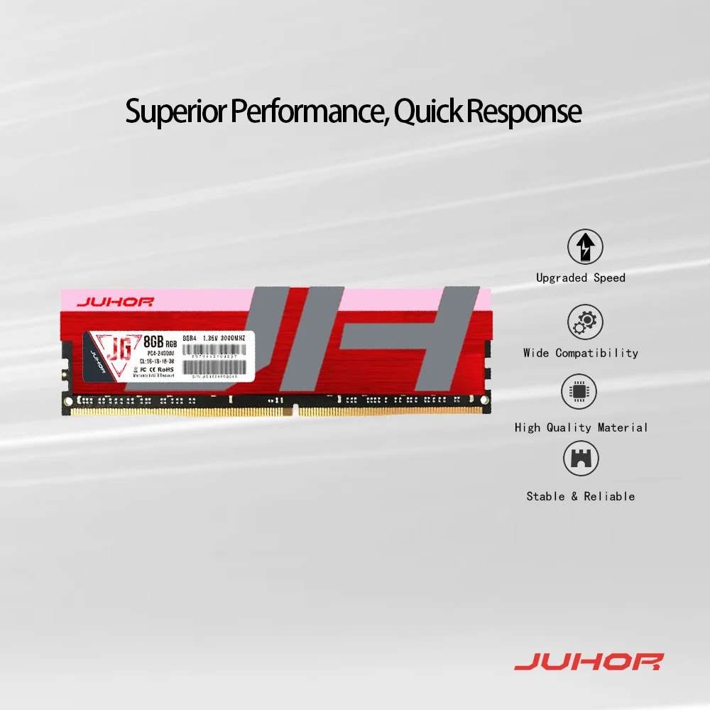 Juhor 8 Гб ddr4 2666 3000 RGB ram Компьютерная память настольное игровое охлаждение с высокой производительностью