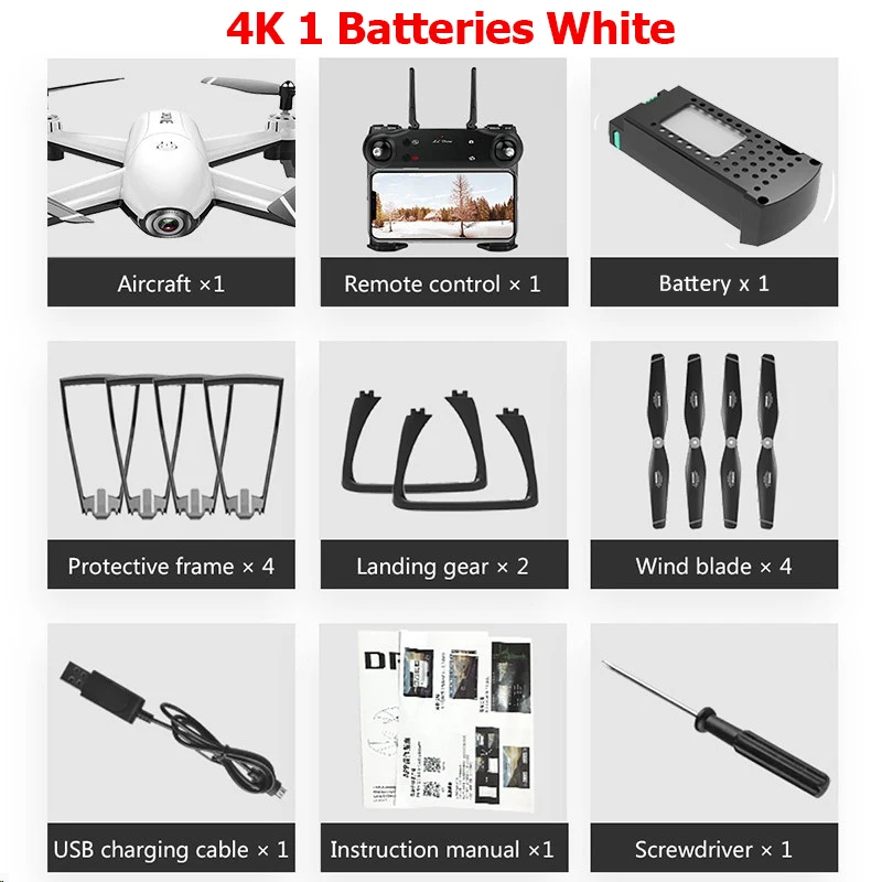 White 4K 1B SG106 Дрон на ру e оптический поток 4K 1080P HD Двойная камера в режиме реального времени WiFi FPV аэрофотосъемка Дрон на ру Квадрокоптер позиционирование самолета RTF - Цвет: White 4K 1B