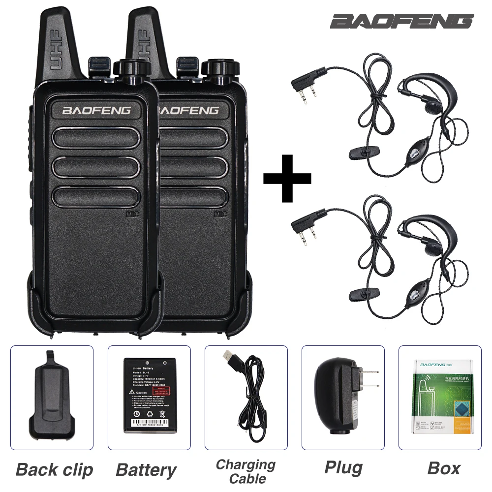 2PCS box add ear Мини Baofeng BF-R5 рация 5 Вт fm-трансивер KDC1 портативная двухсторонняя CB Ham радиостанция WLN KD-C1 коммуникатор USB зарядка - Цвет: 2PCS box add ear