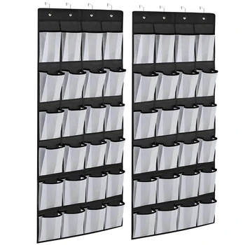 

Hot XD-2 Shoe Organizers on the Door, Mesh Shoe Rack with 24 Pockets Hanging Shoe Storage Storage with 8 Door Hooks for Bedroom