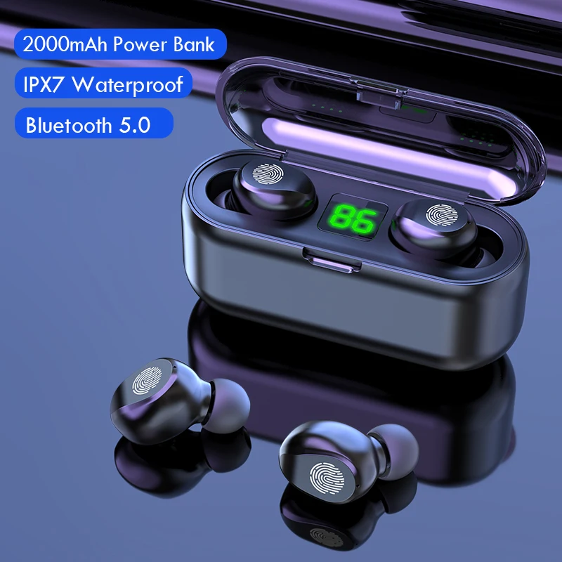 F9 беспроводные наушники Bluetooth 5 0 TWS гарнитура Hi Fi мини вкладыши для спорта бега