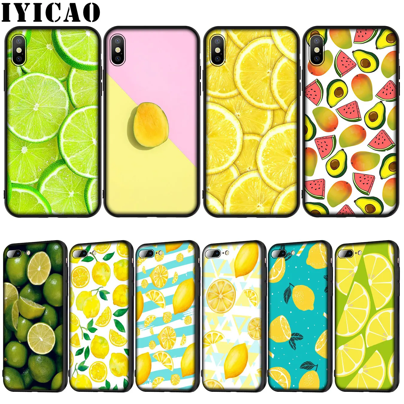 IYICAO mango фруктовый принт лимон мягкий силиконовый чехол для iPhone 12 мини XR X XS 11 Pro Max 10