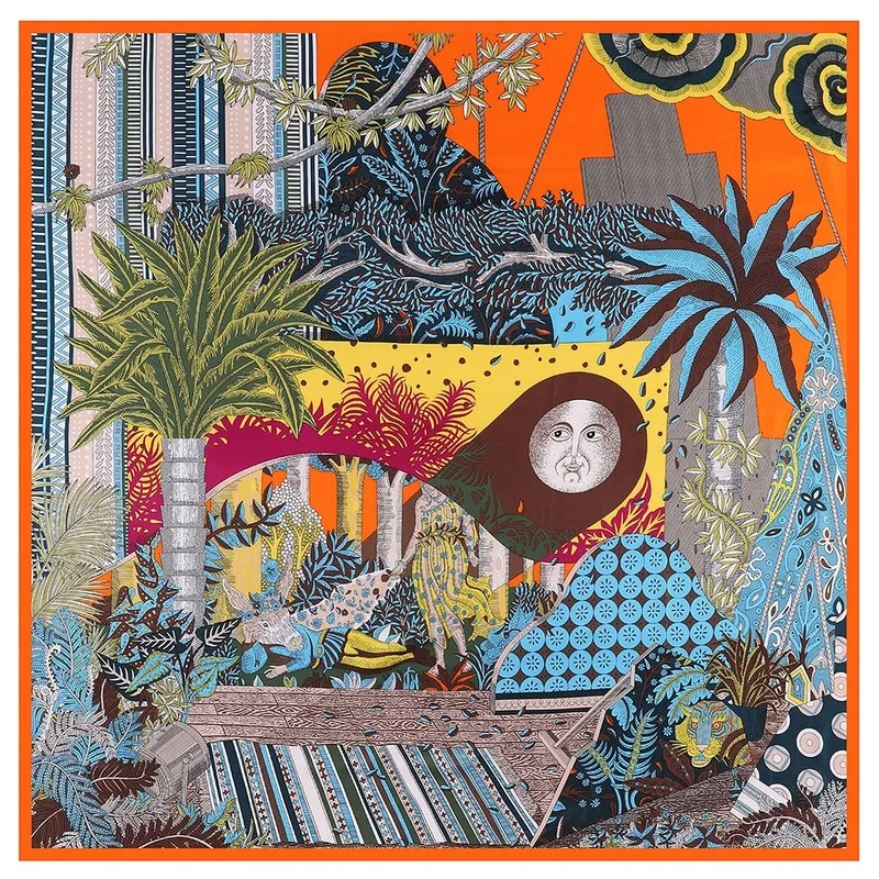 

Matagorda Shawl 130cm Autumn New Provence Flower Sea 100% Silk Twill Kerchief Woman Scarf Bask Towel Scarves Bandana Pashmina